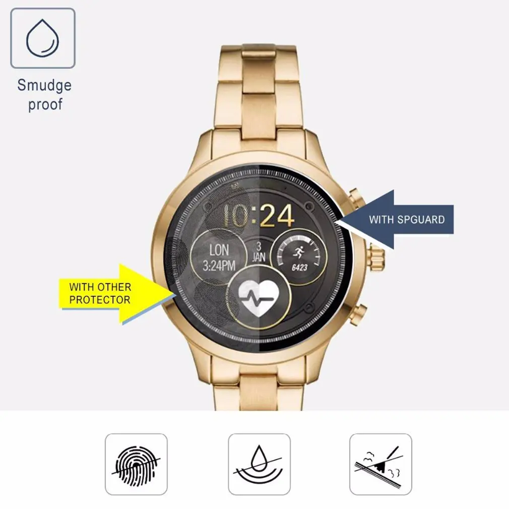 For Michael Kors Access Runway Mkt5045 Watch Screen Film Tempered Glass 2.5D 9H Explosion-Proof Protective Film 3Pcs;