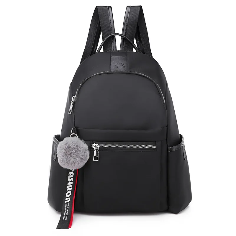 

Backpack Women's 2019 New Style Korean-style Oxford Cloth Backpack Casual Anti-Theft School Bag Diaper Bag Furry Ball