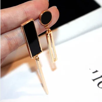 

V-352 Statement Earrings 2020 Big Black Gold Color Round Square Geometric Earrings Metal Dangle Drop Earrings Jewelry for Women