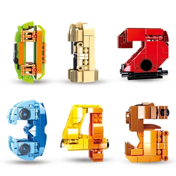 

New Creative Idea Sluban Numbers Digital Building Blocks No Demolition Deformation Machine Armor Set Bricks Toys for Children