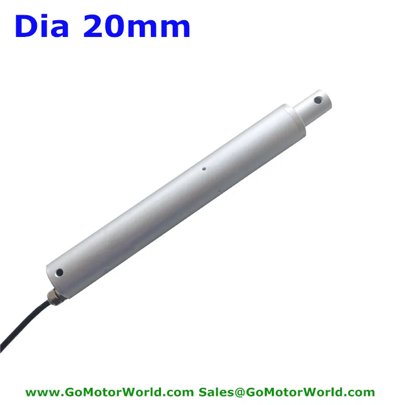 Atuador linear tubular dia20mm, curso ajustável, 12v,