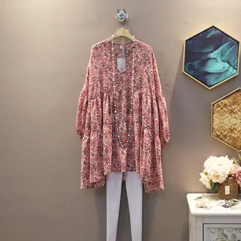 

[EWQ] 2020 Spring Autumn New Pattern Round Short Sleeve Print Patchwork Pullovers Casual Dress Women Large Size 3AK00511