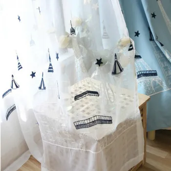 

Mediterranean Style Curtain Tulle Castle Velvet Linen Embroidered Curtains Gauze Children Boys' Bedroom Finished Customization