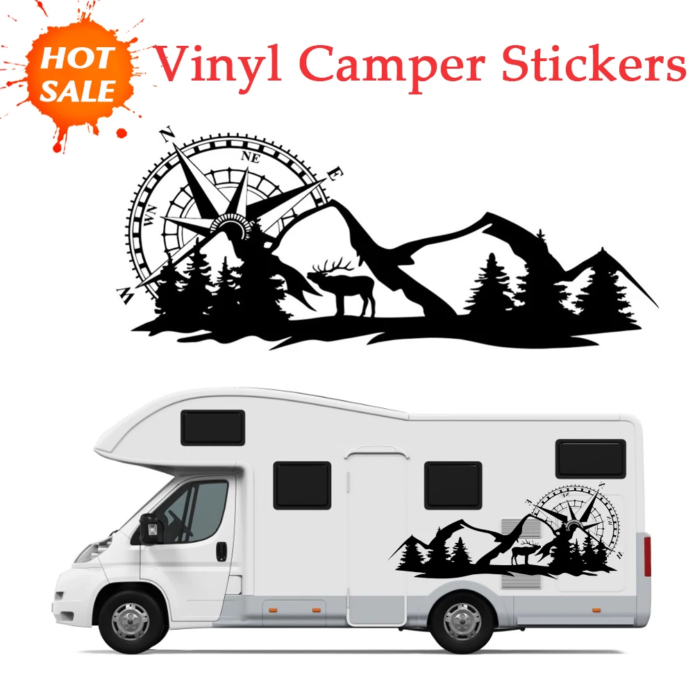 140*58cm Car Stickers Vinyl Decals Auto Body Side Door Compass Graphics