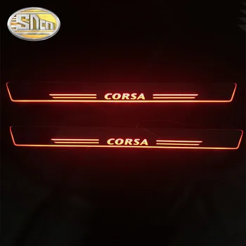 

SNCN 4PCS Car LED Door Sill For Opel Corsa B D E 2016 2017 2018 Ultra-thin Acrylic Dynamic LED Welcome Light Scuff Plate Pedal