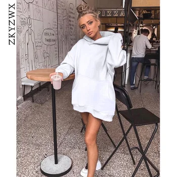 

ZKYZWX Casual Loose Autumn Pocket Hoodies Oversized Sweatshirt Coat 2019 Fashion Streetwear Long Sleeve Womens Hooded Pullover