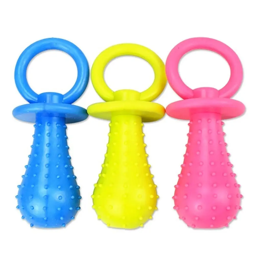 

Dog Toys Pet Chewing Toy Rubber Molar Pet Toy Sounding Teat Nipple Shape Teething Train Random Color