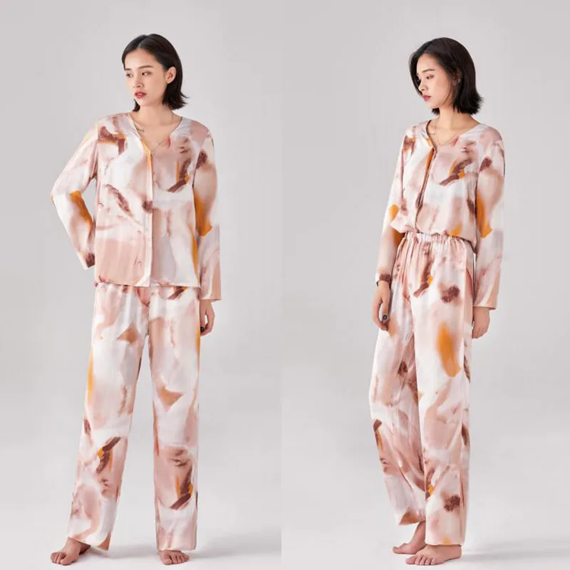 

2020 Autumn Womens 2pc Pajamas Set Printing Long Sleeve Shirt Pants Trousers Pajama Nightwear Sleepwear Loungewear Pyjamas Suit