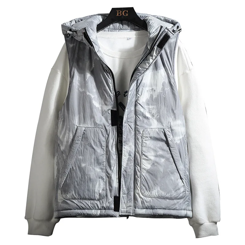 Осень и зима новое поступление толстый теплый хлопковый жилет с капюшоном размера плюс хлопковый жилет однотонный Повседневный без рукавов