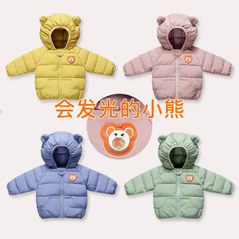 

HOODED PUFFER COAT - Long sleeves Snap-button fastening and front pockets Hood with Lovely Bear ear New Arrival Winter Jacket