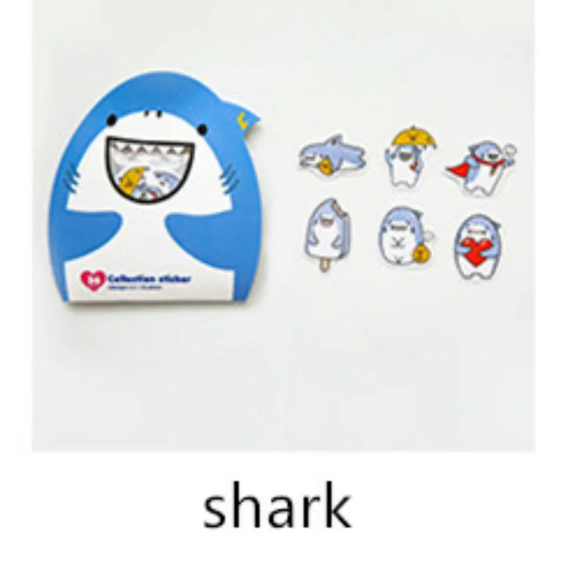 shark 1 упаковка, сделай сам, дневник, декоративные наклейки, креативные милые Мультяшные животные, прозрачные пвх канцелярские наклейки, школьные принадлежности - Цвет: shark