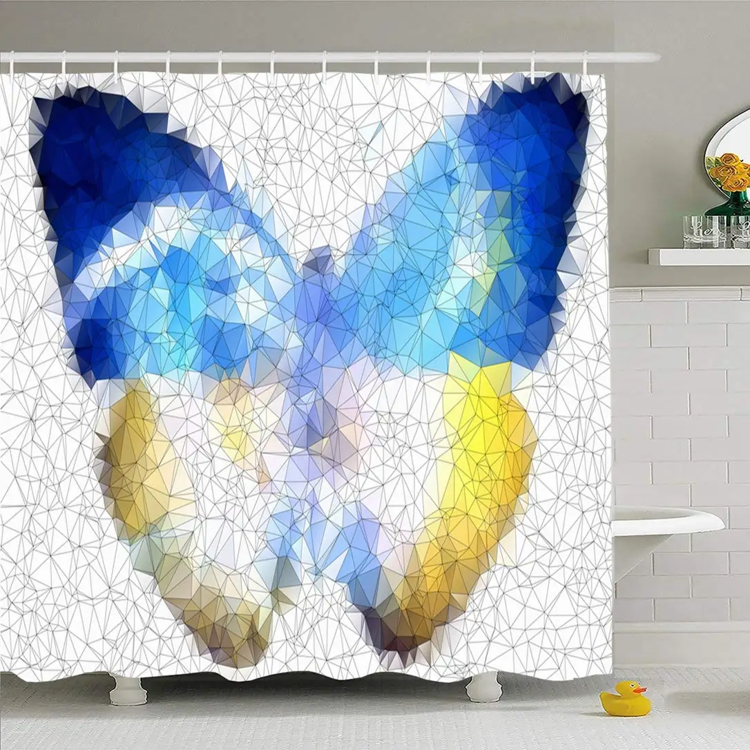 

Shower Curtain Set with Hooks 72x72 Ukraine Different Freedom Retro Rhombus Triangle Butterfly Geometric 10 Business Abstract