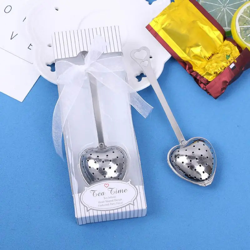 

Stainless Steel Mesh Tea Strainer Spice Tea Ball Filter Wedding Souvenirs Heart Tea Infuser Kitchen Tools