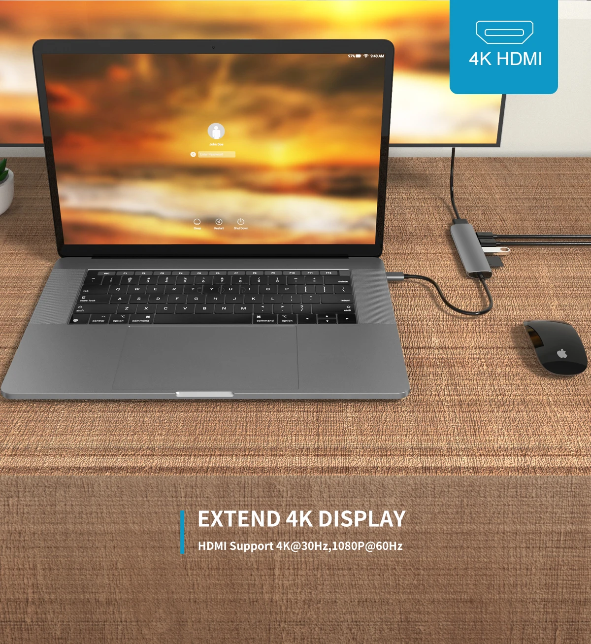 USB 3.1 Type-C Hub To HDMI Adapter 4K Thunderbolt 3 USB C Hub with Hub 3.0 TF SD Reader Slot PD for MacBook Pro/Air/Huawei Mate