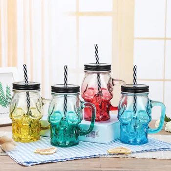 

Creative Skull Gradient Cup Multicolor Transparent Vodka Wine Glass Whiskey Covered Juice Straw Drink Cup Bar Tool Water Cup