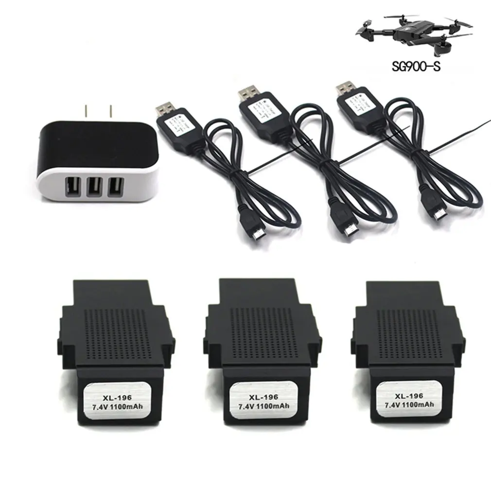 

2019 3 In 1 Multifunctional Battery Charger 7.4V 1100mA Quadcopter Battery Adapter for SG900-S Drone Accessories