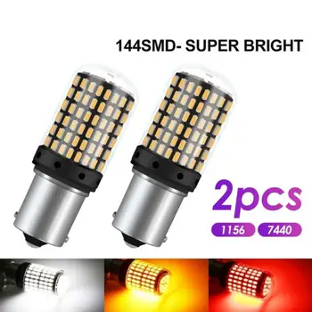 

2pcs T20 7440 W21W LED Bulbs 3014 144 smd Led CanBus No Error 1156 BAU15S P21W Lamp For Turn Signal No Flash Run Lights For Cars