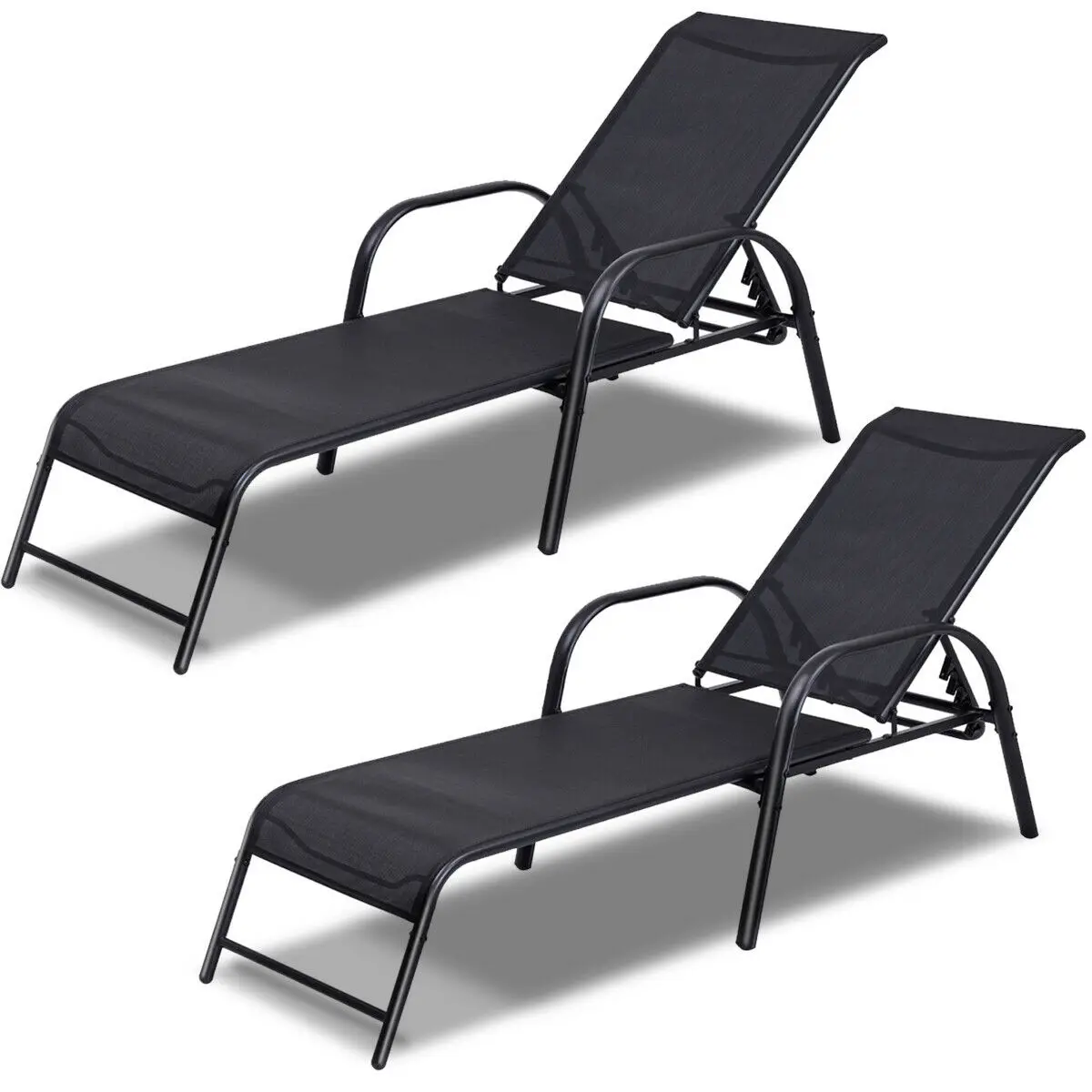 Costway Set Of 2 Patio Lounge Chairs Sling Chaise Lounges Recliner Adjustable Back Chaise Lounge Aliexpress