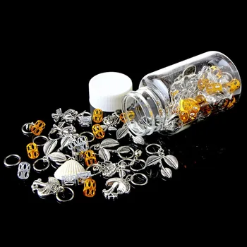

90 Pcs/set Silver Leaves Mushrooms Shells Ring Hair Braid Dread Dreadlock Beads Clips Cuffs Rings Dreadlock Jewelry Accessories