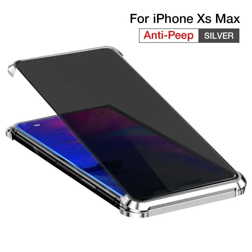 Анти-пип чехол для IPhone XSMax 7 Plus 8P X Xs магнитное закаленное стекло Безрамное защита конфиденциальности Передняя Задняя Магнитная чехол s - Цвет: Silver