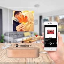 Customized Acrylic Photo Music Album Cover Wooden Base Night Light Personalized Spotify Scan Code Song Poster Artist Name Plaque