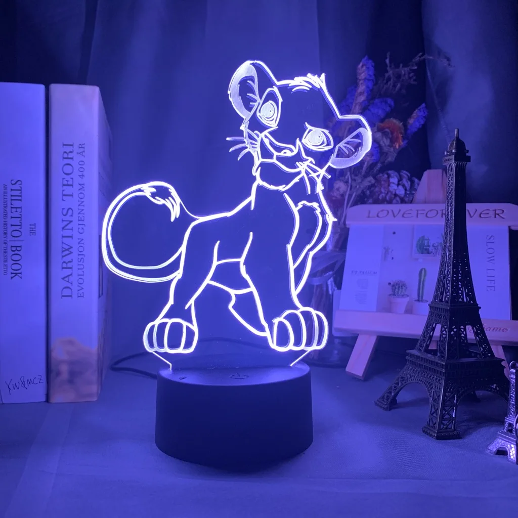 Король Лев Simba рисунок детский Ночной светильник светодиодный сенсорный датчик изменение цвета Ночной светильник для детей Детская спальня настольная лампа 3d