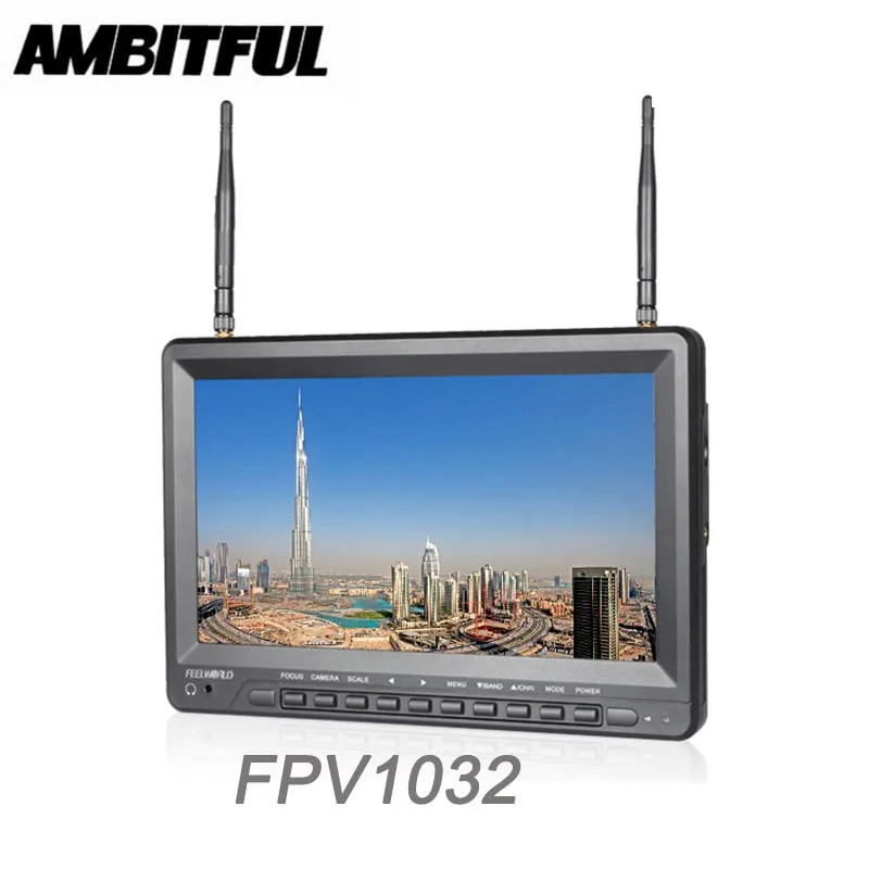 Монитор FEELWORLD FPV1032 10 1 дюйма 1024x600 беспроводной IPS FPV монитор со встроенным
