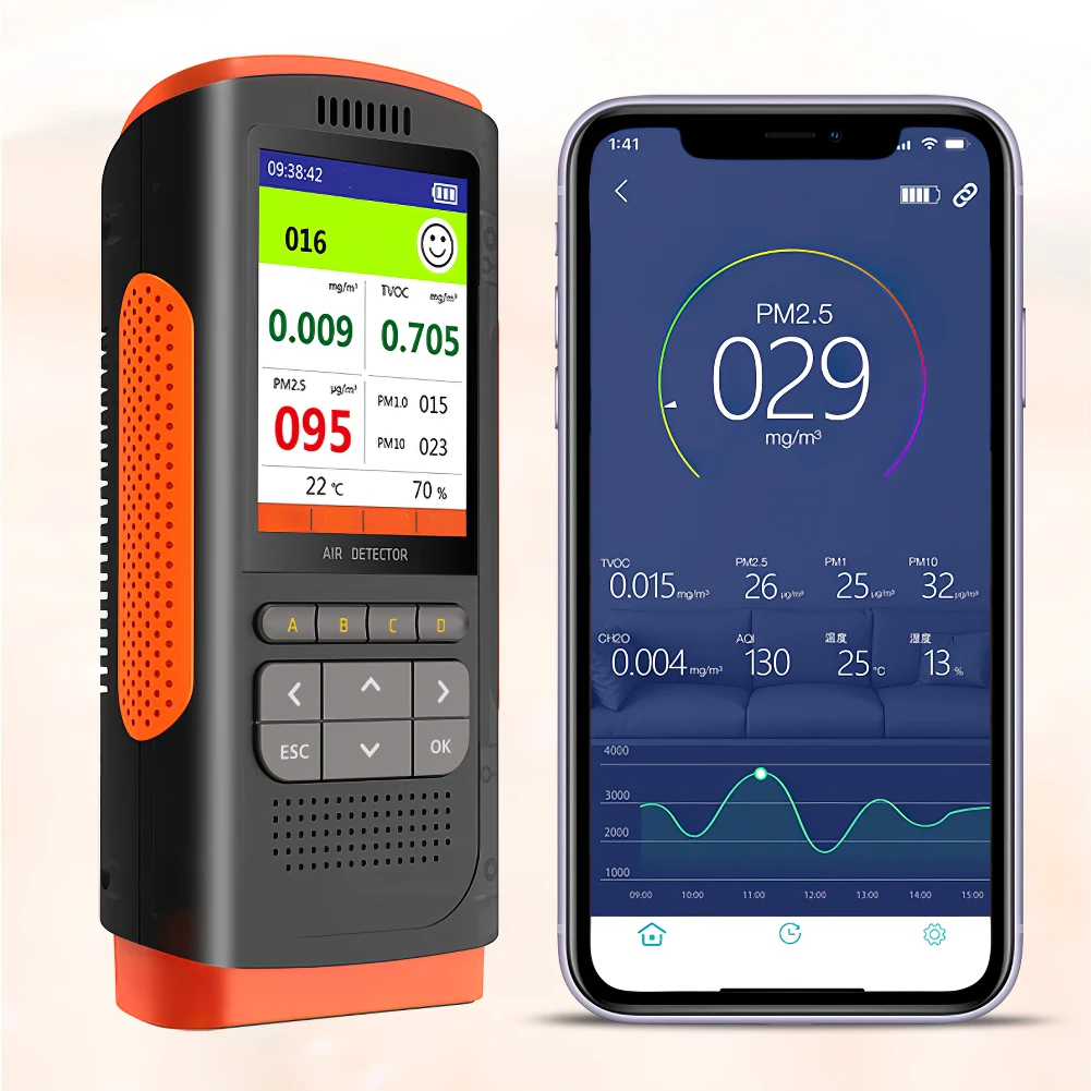 

Formaldehyde Detector Air Quality Monitor Portable Display Formaldehyde Detector Ndoor Air Pollution Meter Micro Dust Tester