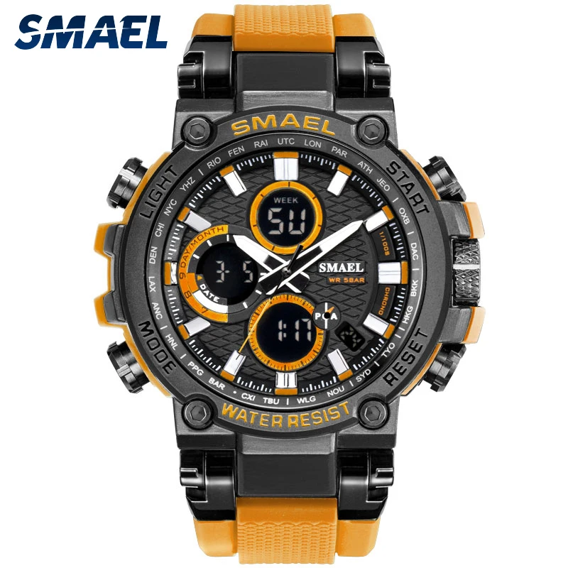 

SMAEL 1803 Sport Watch Dual Display Men Watches Waterproof 5Bar Military Watches Shok Resistant Clock montre homme
