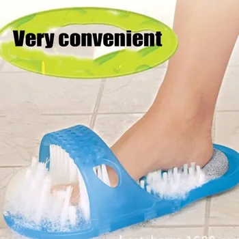 

1PCS Shower Foot Feet Cleaner Scrubber Washer Foot Health Care Household Bathroom Stone Massager Slipper Blue