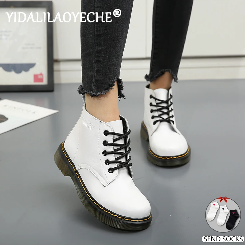 

Women's autumn boots ankle motorcycle riding boots PU round head gladiator retro wedge flat women's shoes plus YIDALILAOYECHE