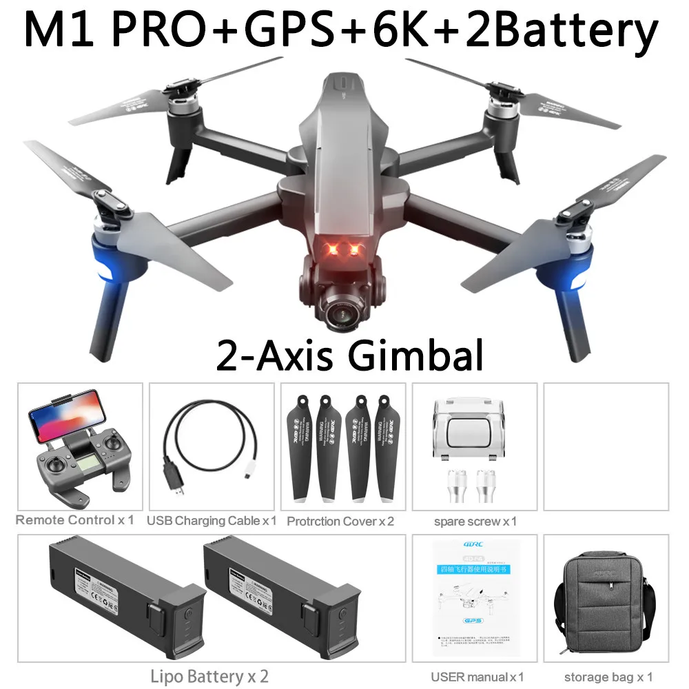 2021 M1 Pro 2 drone 4k HD mechanical 2-Axis gimbal camera 5G wifi gps system supports TF card drones distance 1.6km 13