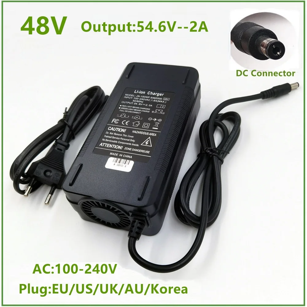 

54.6V 2A Battery Charger For 13S 48V Li-ion Battery Electric Bike lithium Battery Charger High Quality Strong Heat Dissipation