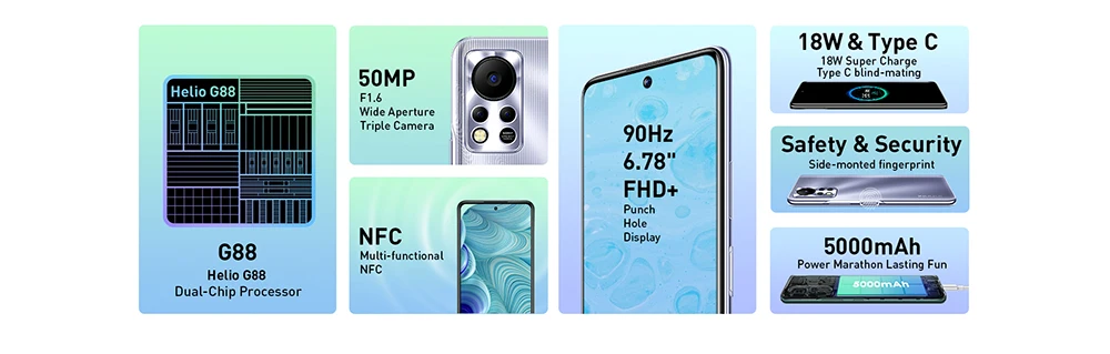 Global Version Infinix HOT 11S NFC 4GB 64GB 6.78" FHD Punching Display Smartphone Helio G88 50MP AI Rear Camera 5000mAh Battery latest infinix smart