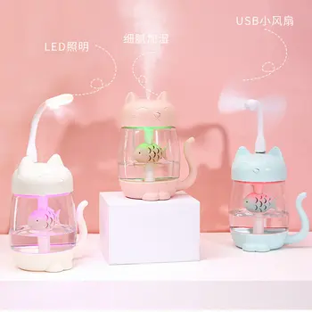 

Cat Aromatherapy Humidifier Household Dormitory Car Mounted Mini USB Charging Humidifier Colorful Night Light Gift for Personal