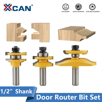 

XCAN 3pcs 1/2''(12.7mm) Shank Ogee Raised Panel Cabinet Door Router Bit Set Wood Milling Tenon Cutter Joint Router Bit Set