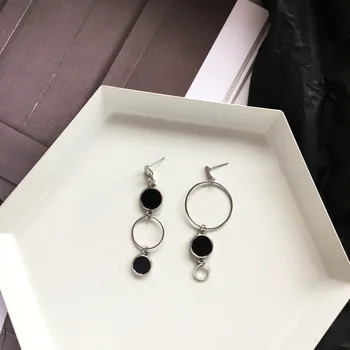 

Asymmetrical Circle Round Drop Earrings Women Fashion Korean Temperament Earrings Long Personality Jewelry Gifts Party Wedding