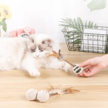 

Rod Primary Color Feather Play with Cat Useful Product Cat Molar Play Catnip Toy