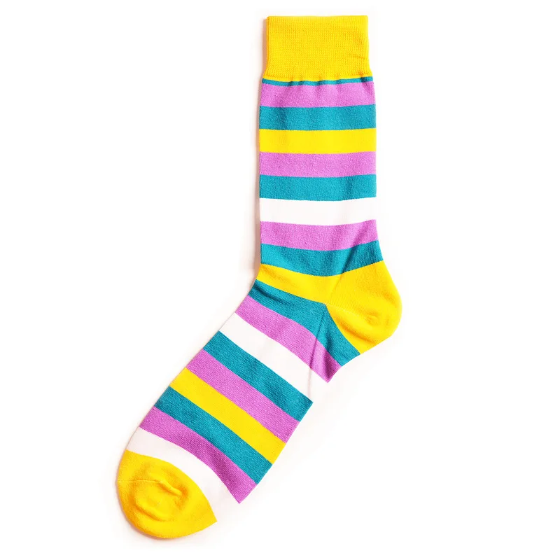 Высокого качества Радужный Stirpe носки мужские хлопковые мягкие деловые Повседневные Дышащие длинные Meias мужские цветные Свободные Большой размер носки - Цвет: 10