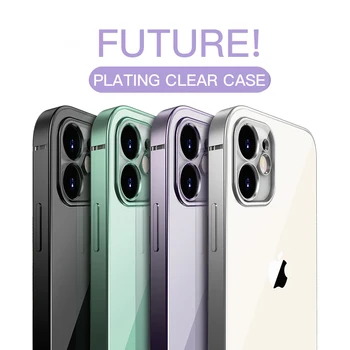 

LOVECOM Square Plating Phone Case For iPhone 11 Pro Max XR XS Max 6 7 8 Plus Ultra Thin Soft TPU Crystal Clear Back Cover Coque