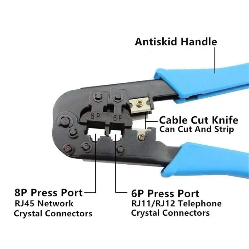 Network Tool Repair Kit Ethernet Maintenance Tools Coax Crimper Tool For 8P8C 6P6C Connectors Rj45 Rj11 Cat5 Cat6 110 Network Wi