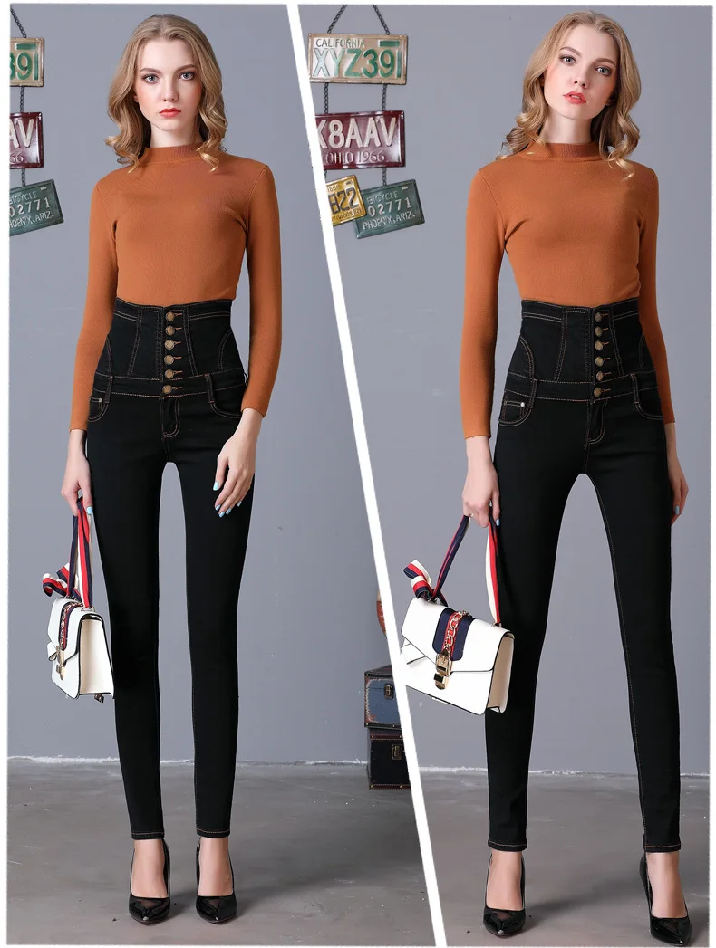 Women denim jeans pencil leg slim fit jeans high waist tight-fitting large size S-4XL brand elastic waist fashion pants ariat jeans