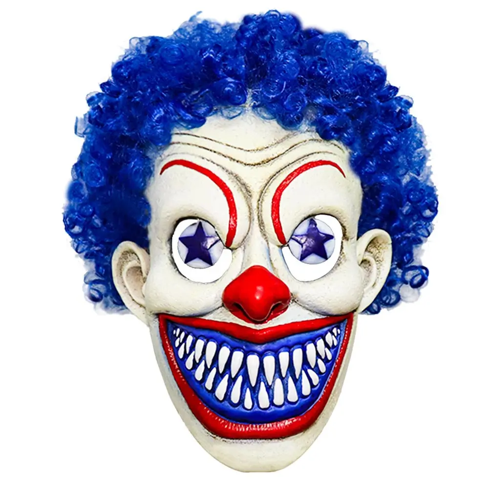 Anime Cosplay accessories prop Punk Clown Mask Blue Hair Joker Masks Latex Helmet Masquerade Halloween Party Costume Props | Тематическая