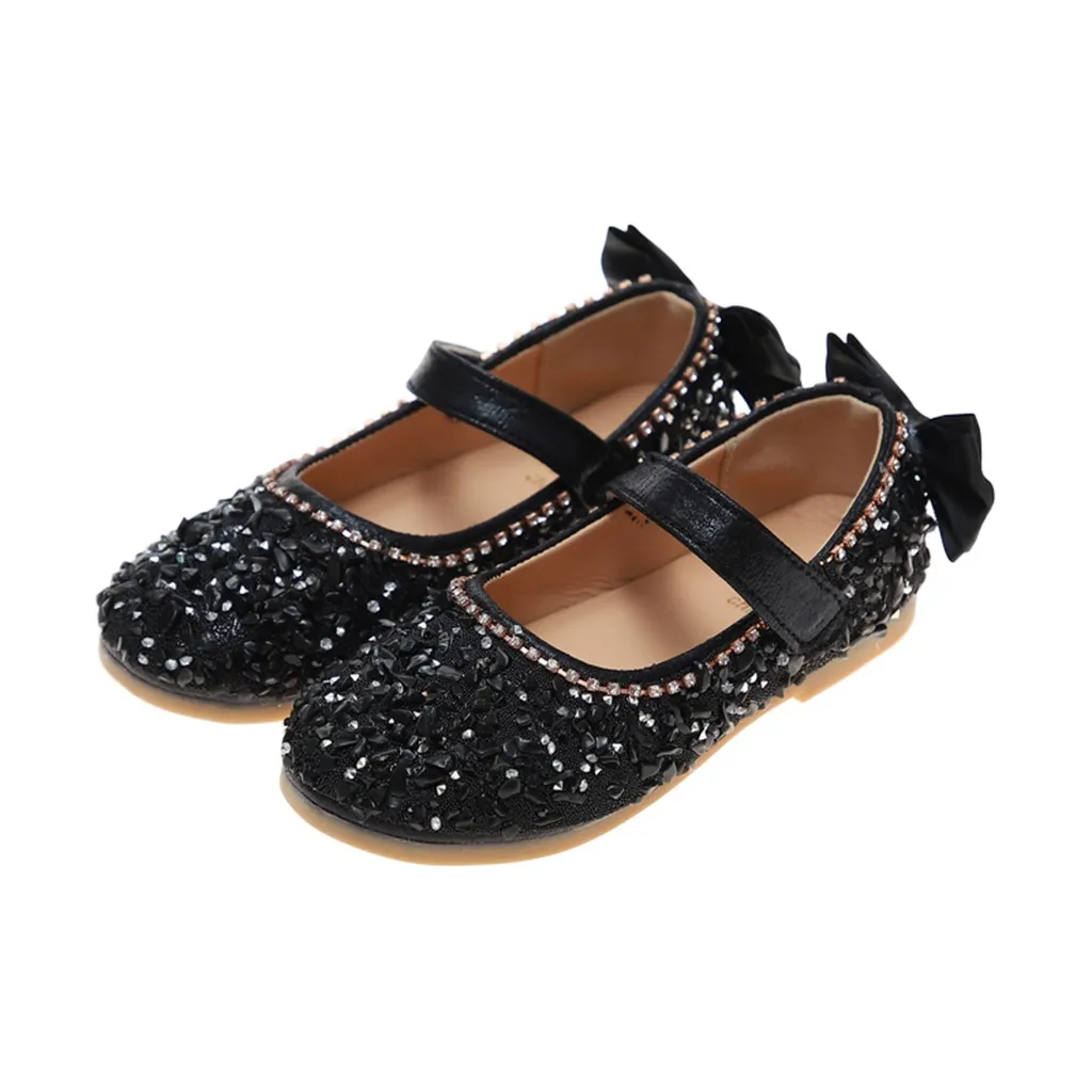 Дети младенец ребенок Кристалл для девушки Bling одиночный принцесса одиночный Повседневный Обувь на крючках и петлях Твердые бантом девочек детская обувь
