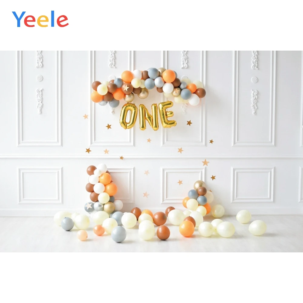 Фон для фотосъемки детей на 1 й день рождения с изображением белой стены Звезды