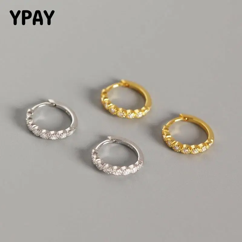 YPAY 100% чистое серебро 925 пробы маленькие круглые серьги кольца для женщин