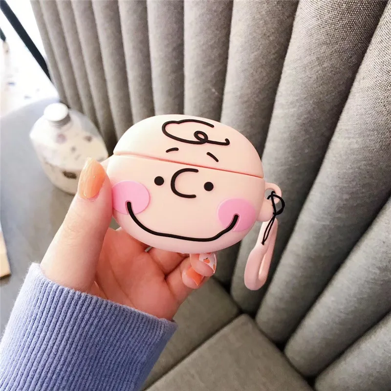 3D силиконовый чехол Charlie коричневого цвета для Airpods Pro, милый чехол для наушников с Bluetooth для Airpod Pro, чехол для Air Pods Pro с брелоком - Цвет: Charlie Brown 3