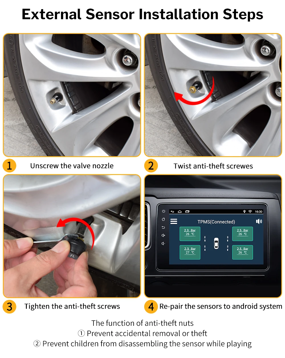 Alarme de pressão do pneu