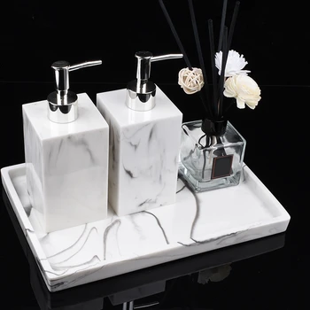 

Vanity Tray, Toilet Tank Storage Tray, Resin Bathtub Tray Bathroom Tray Marble Pattern Tray, Vanity Organizer for Tissues, Candl
