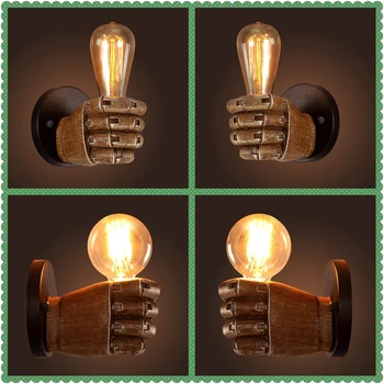 

Retro Creative Fist Shape Wall Light E27 Lamp Holder Industrial Style Wall Lamp New Year Decoration for Home Bar Cafe Restaurant